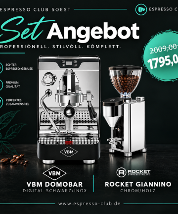 VBM Rocket Bundle – Vibiemme Domobar Digital Inox/Schwarz & Rocket Giannino Como/Legno