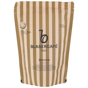 Ein Tüte Blasercafé Marrone auf weißem HIntergrund.