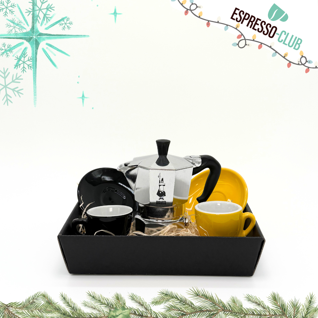 X-MAS Bundle – Asti/Milano Espressotassen (2 Stück) + Bialetti Herdkocher für 3 Tassen