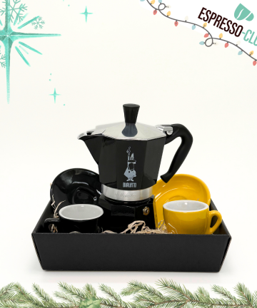 X-MAS Bundle - Asti/Milano Espressotassen (2 Stück) + Bialetti Herdkocher schwarz für 6 Tassen