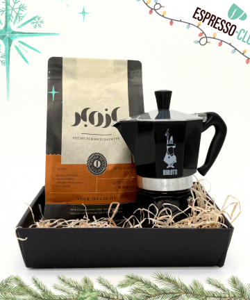 X-MAS Bundle - Bialetti Herdkännchen Alu Schwarz (für 6 Tassen) + Noir Velvet/Delight 500g