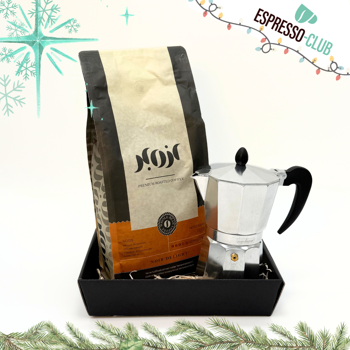 X-MAS Bundle – Monkano Herdkännchen Neapel (für 6 Tassen) + Noir Velvet/Delight 1000g